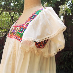 Embroidered Bohemian Cotton Tunic Dress with Ruffle Sleeves image 7