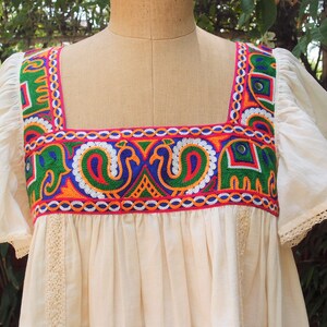 Embroidered Bohemian Cotton Tunic Dress with Ruffle Sleeves image 3