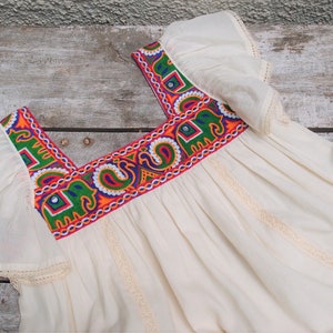 Embroidered Bohemian Cotton Tunic Dress with Ruffle Sleeves image 10