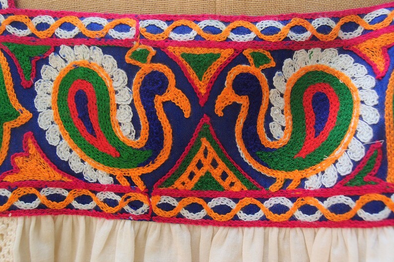 Embroidered Bohemian Cotton Tunic Dress with Ruffle Sleeves image 8