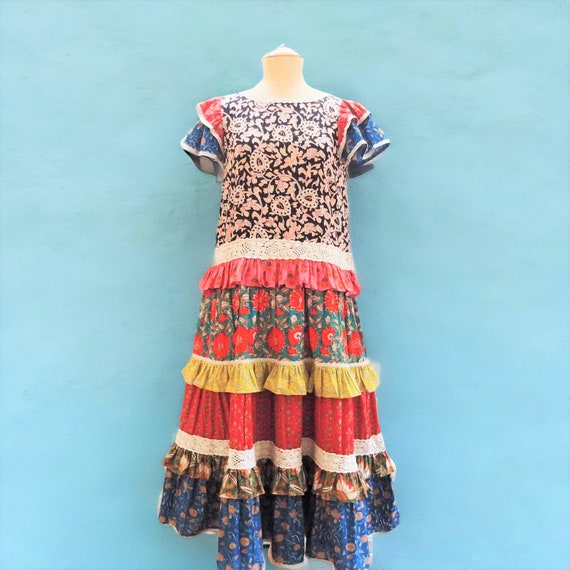 chinese dress ladies Womens Lace Patchwork Dresses Flower Crocheted Embroidery Party Dress  Oversized Cotton Dresses for Women at Amazon Women's Clothing store main image 1