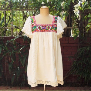 Embroidered Bohemian Cotton Tunic Dress with Ruffle Sleeves image 1