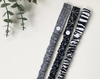 Pram Toy Saver Straps x 3 Black and White