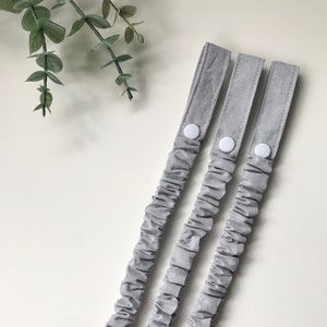 Pram Toy Saver Straps x 3- Grey Organic Cotton