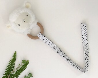 Pram Toy Saver Strap- Black and White Stars