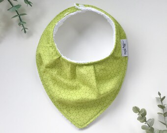 Bandana Bib, Dribble Bib, Neutral Bib- Lime Checks