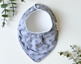 Bandana Bib, Dribble Bib, Neutral Bib- Grey Bursts