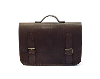 Leather Briefcase, Dark Brown, Classy