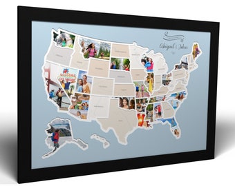 Personalized 50 States Photo Map - A Unique USA Travel Collage