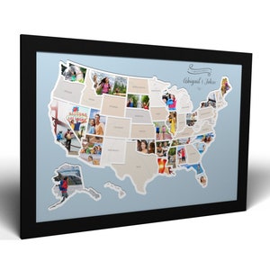 Carte photo personnalisée des 50 États - Un collage unique de voyage aux États-Unis