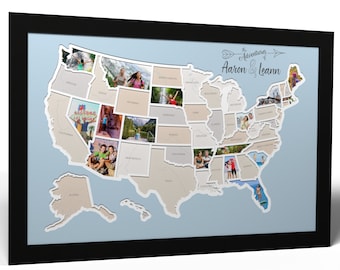 Personalized 50 States Photo Map - A Unique USA Travel Collage