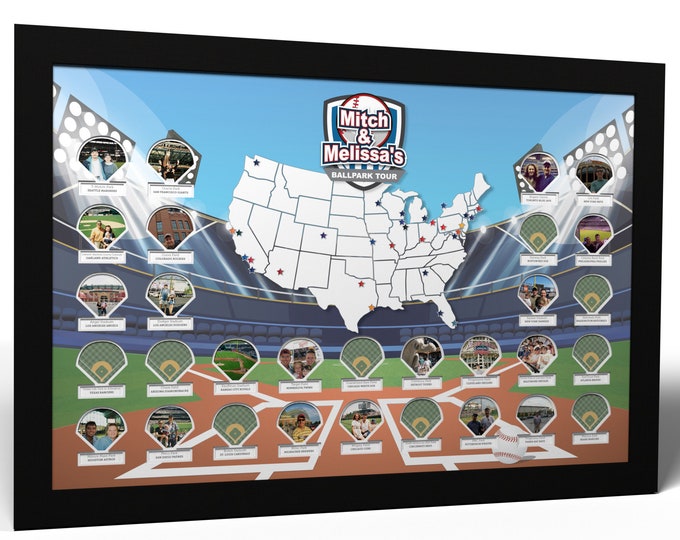 Baseball Stadium Photo Map Framed Ballpark Photo Map major League Baseball Stadium Picture Frame