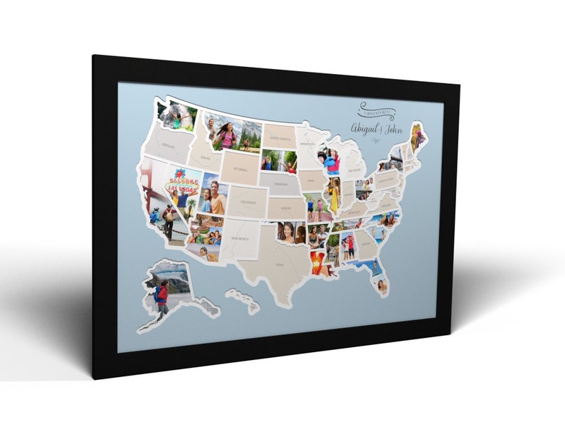 Personalized 50 States Photo Map A Unique USA Travel Collage image 1