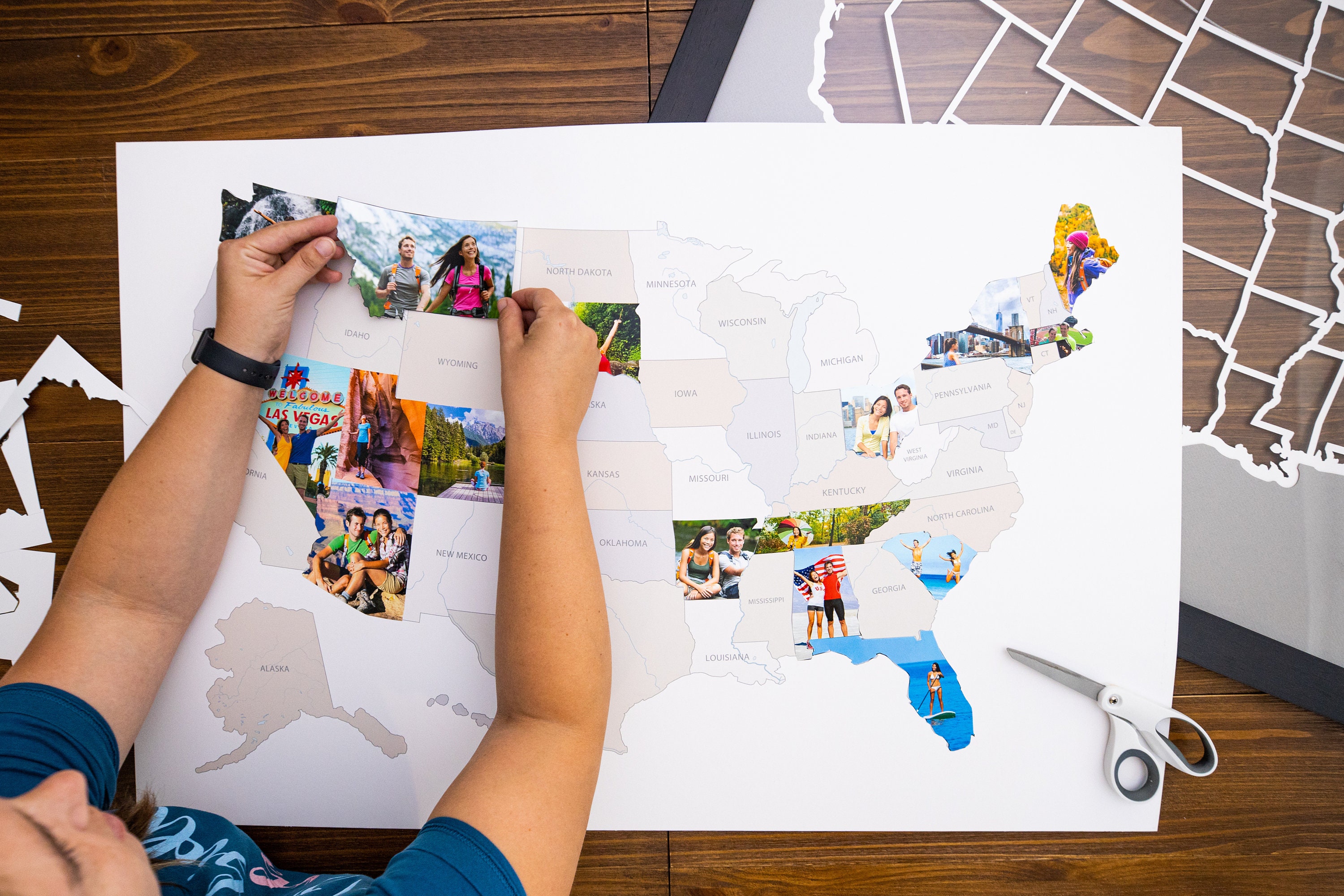 50 States Picture Frame 50 States Photo Map A Unique Usa Travel Collage Etsy
