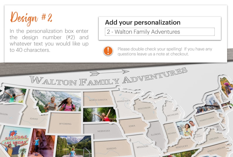 Personalized USA Photo Map  50 States Travel Map Gift image 3
