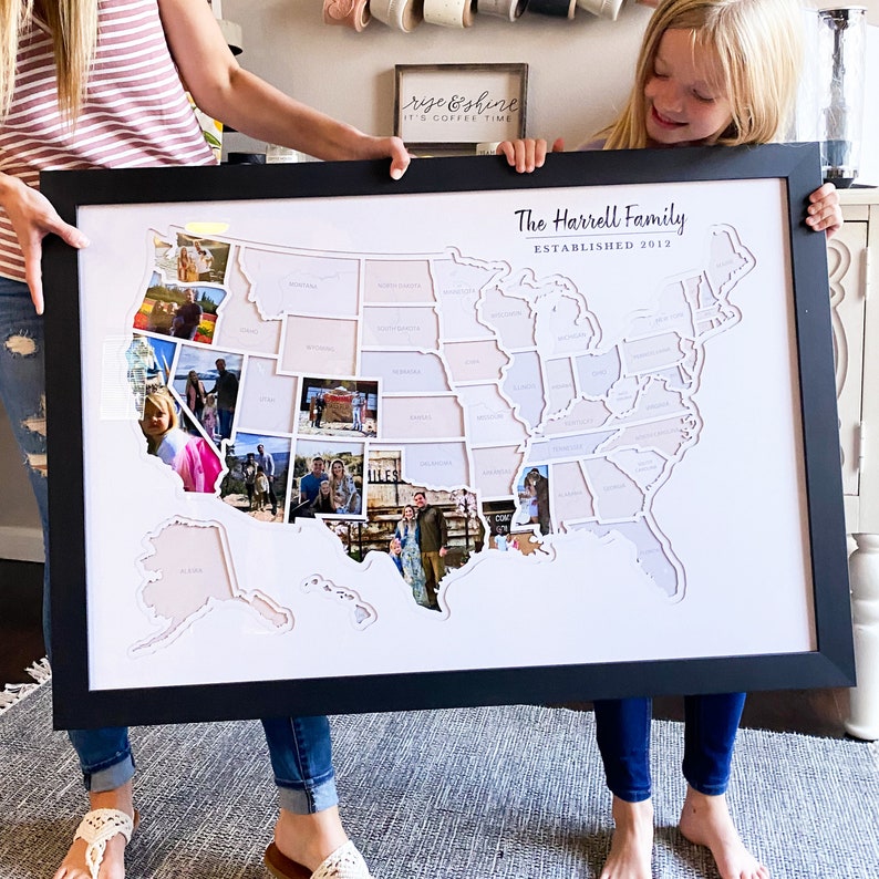Personalized USA Photo Map 50 States Travel Map Gift image 1