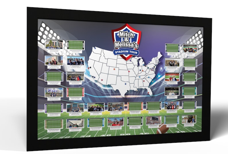 Team Christmas gifts for sport fans #1: Personalized football stadium photo map