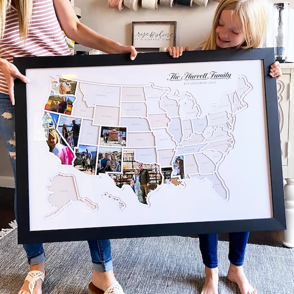 Personalized USA Photo Map - 50 States Travel Map Gift