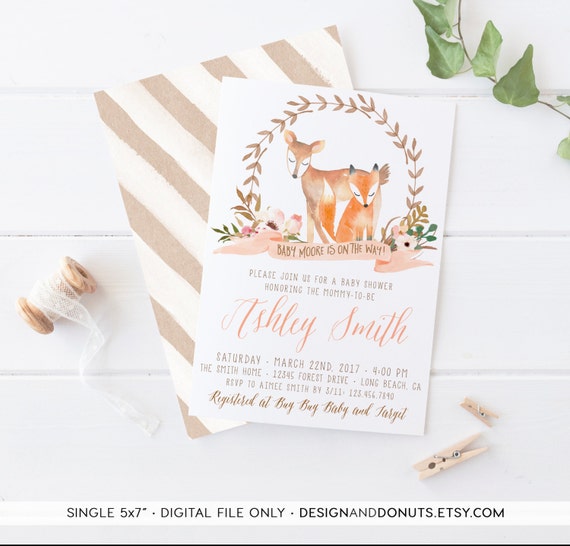 deer themed baby shower invitations