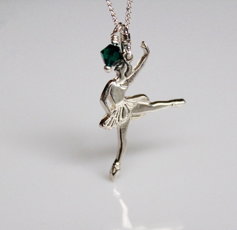Ballerina Dancer Charm Necklace, Ballet Charm Necklace, Sterling Silver Ballet Dance Jewelry with Swarovski Crystal image 3