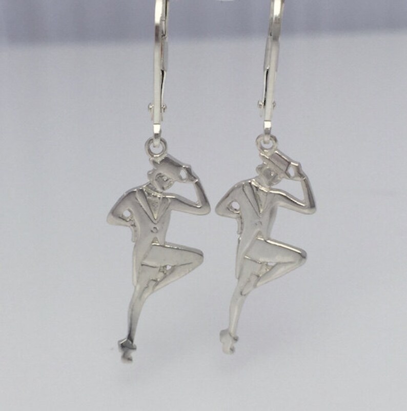 Tap Dancer Earrings, Sterling Silver Tap Dancer Earrings, Dance Jewelry