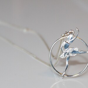 Ballet Charm Necklace, Ballerina Necklace with Hoop, Dance Recital Ballerina Chain,