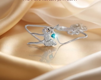 Nutcracker Snow Queen Charm Necklace, Sterling Silver Ballerina Dance Jewelry, Link Lock, Swarovski Crystal (16" or 18")