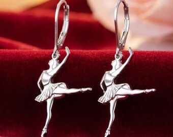 Ballerina Earrings, Sterling Silver Ballet Recital Jewelry, Dance Jewelry