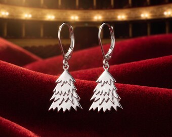 Sterling Silver Christmas Earrings, Holiday Tree Earrings, Nutcracker Jewelry