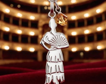 Nutcracker Spanish Charm Necklace, Sterling Silver Chocolate Dance Jewelry, Link Lock (16" or 18").