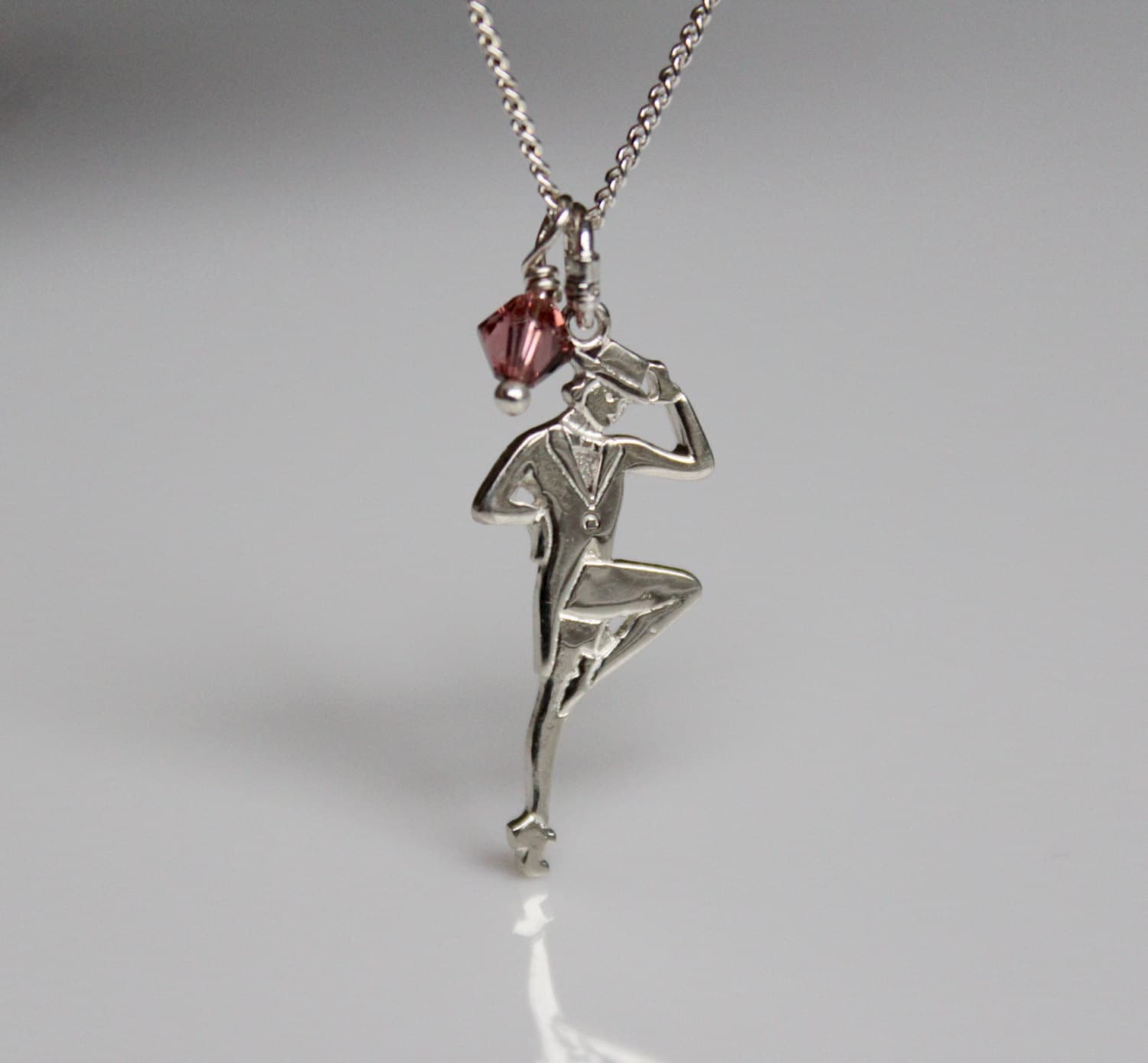 Tap Shoe Dance Jewelry, Tap Dancer Charm Necklace, Sterling Silver Tap