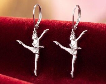 Dance Earrings, Sterling Silver Contemporary Ballet Charms, Leverback