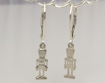 Petit Nutcracker Earrings, Christmas Nutcracker Earrings, Sterling Silver Christmas Earrings, Sterling Silver Nutcracker Earrings