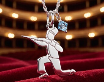 Nutcracker Soldier Charm Necklace, Sterling Silver Soldier Ballet Jewelry, Link Lock (16" or 18")
