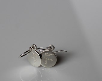 Dance Jewelry, Dance Recital Jewelry, Modern Dance Earring Disk (small), Silver Modern Dance Jewelry