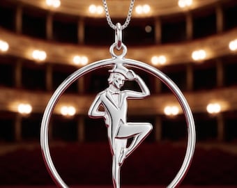 Sterling Silver Tap Dancer Necklace, Dance Charm Jewelry
