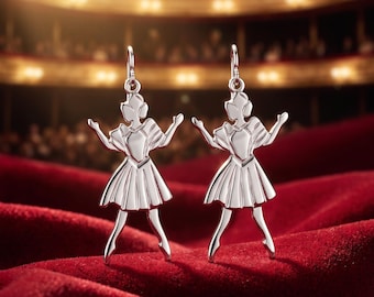 Sterling Silver Columbine Earrings, Silver Nutcracker Doll Earrings