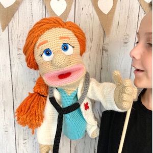 CROCHET PATTERN: Dr. Piper M.D. Hand Puppet / Amigurumi / Educational Toy / Doctor doll / Ventriloquist / Marionette