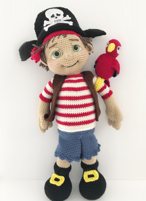 CROCHET PATTERN: Fidget the Pirate / Amigurumi / Pirate Doll