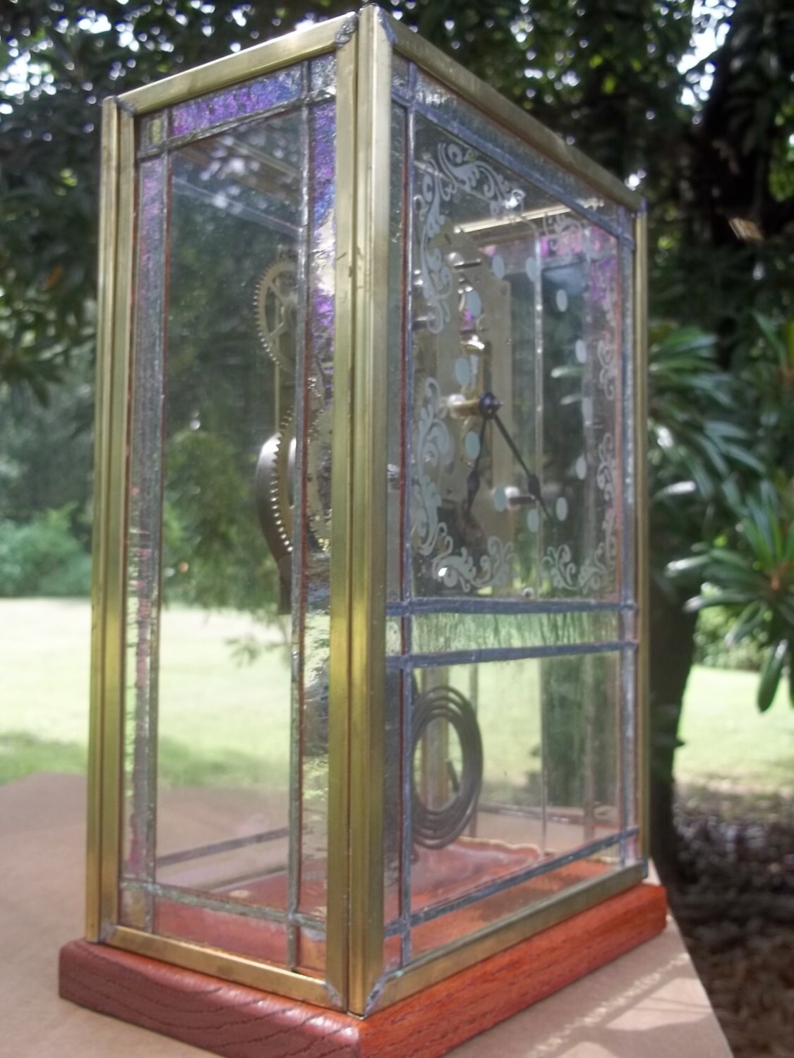 Ansonia Stained Glass Mantel Clock Etsy