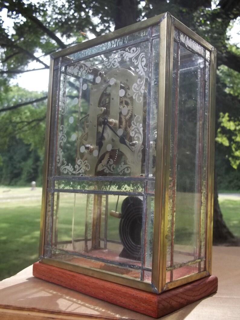 Ansonia Stained Glass Mantel Clock Etsy
