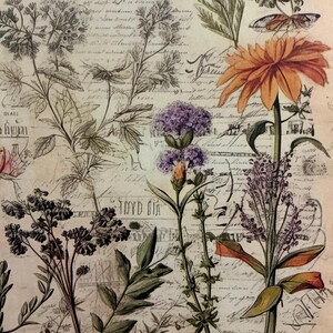 1 x Papel de flores silvestres - Diário de sucata - Scrapbooking - Criação de cartões - Colagem de itens efêmeros - Artesanato em papel.