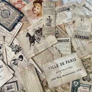 Viele Distressed Werbepapiere -Junk Journal - Paper Craft Kit - Distressed Ephemera Scraps Scrapbooking - Kartenherstellung - Collage