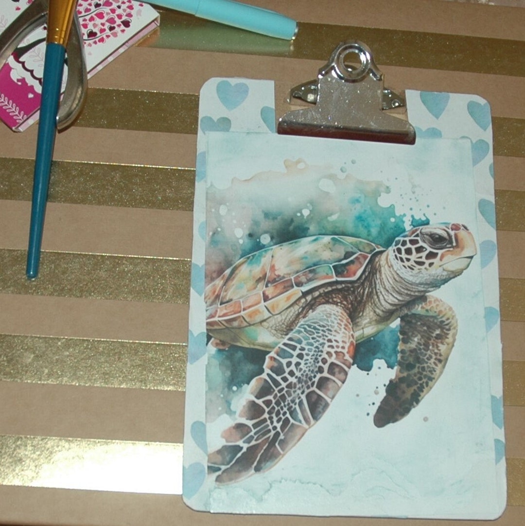 Sea Turtle Decoupage Clipboard Back to School Family & Etsy Australia