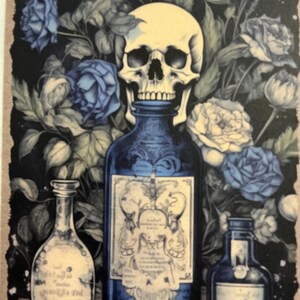 1 x Halloween Blue Potions Paper - Junk Journal - Paper Craft - Scrapbooking - Card Making - Collage.