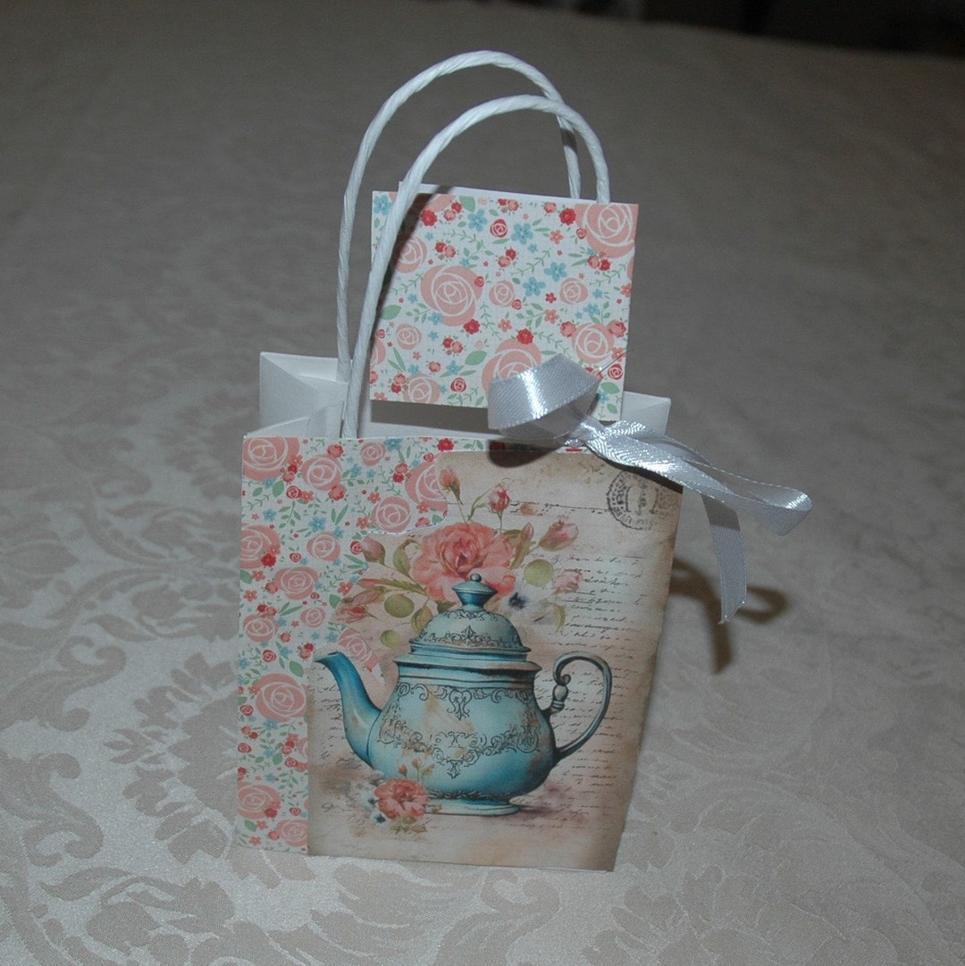 Blue Teapot Gift Bags Pack, for Birthday, Wedding, Baby Shower, Mother