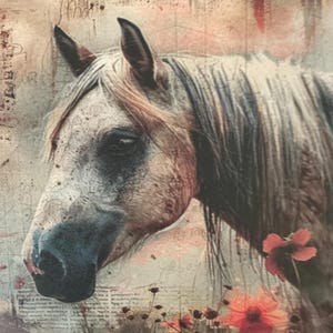 3 x Auf dem Bauernhof Pferde Papier - Tier Junk Journal - Scrapbooking -Kartenherstellung -Collage -Papier Bastelset.