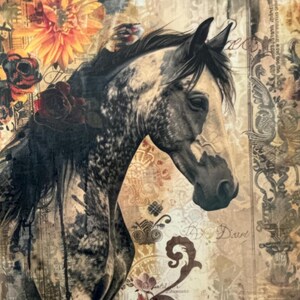 1x Papel de Cavalo Floral Surrado - Diário de Lixo - Kit de Artesanato em Papel - Scrapbooking Surrado - Criação de Cartões - Colagem.