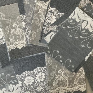 30 x Denim Lace Scraps - Junk Journal - Paper Craft Kit - Scrapbooking - Card Making - Collage.
