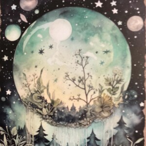 1 x Halloween Moonlight Night Paper - Junk Journal - Paper Craft - Scrapbooking - Card Making - Collage.